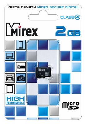 Флеш карта MicroSD 2GB Mirex MicroSDHC Class 4