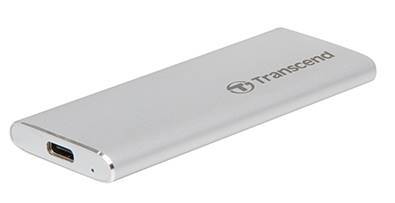 Твердотельный диск 120GB Transcend ESD240C, USB3.1 Gen 2, Type-C, метал, серебро, [R/W — 520/460 MB/s]